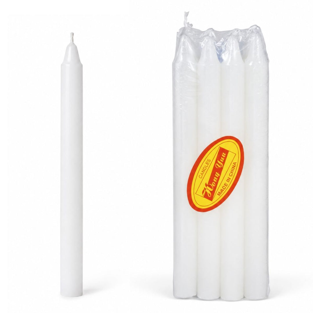 Velas blancas de cera x8 unidades 18.5cm