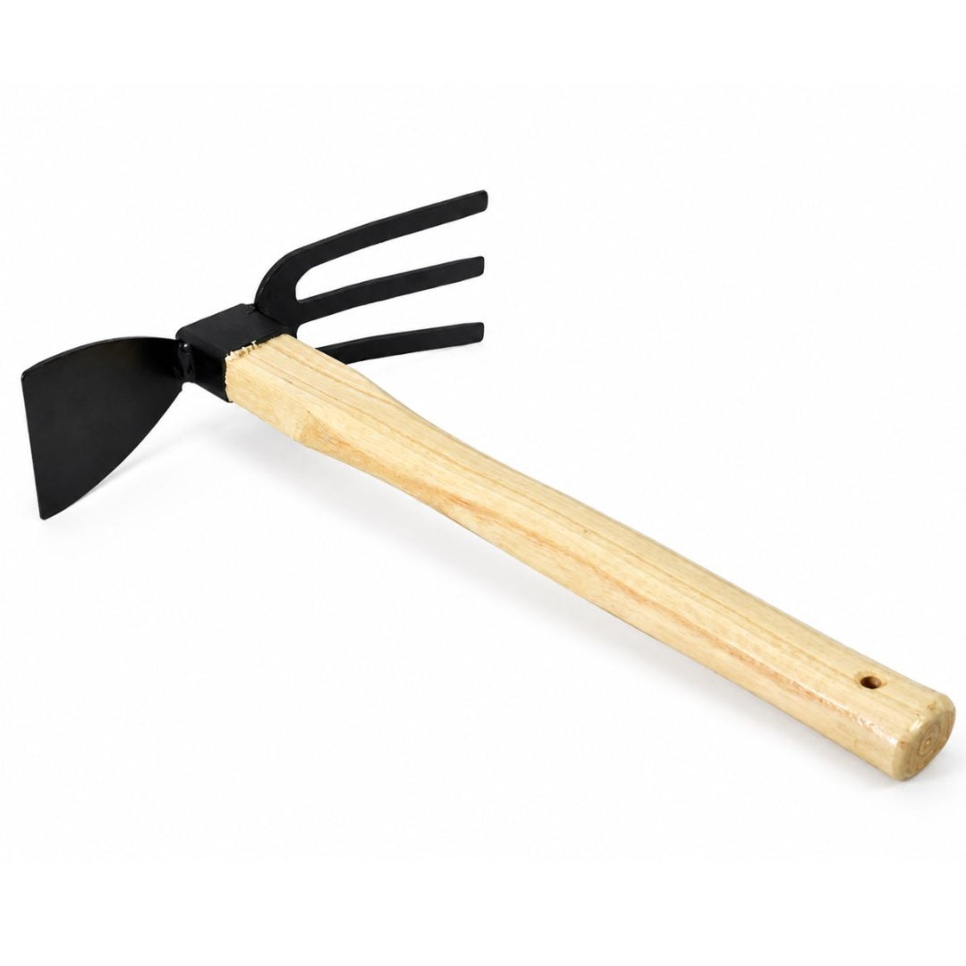 Azada con rastrillo mango de madera 39cm