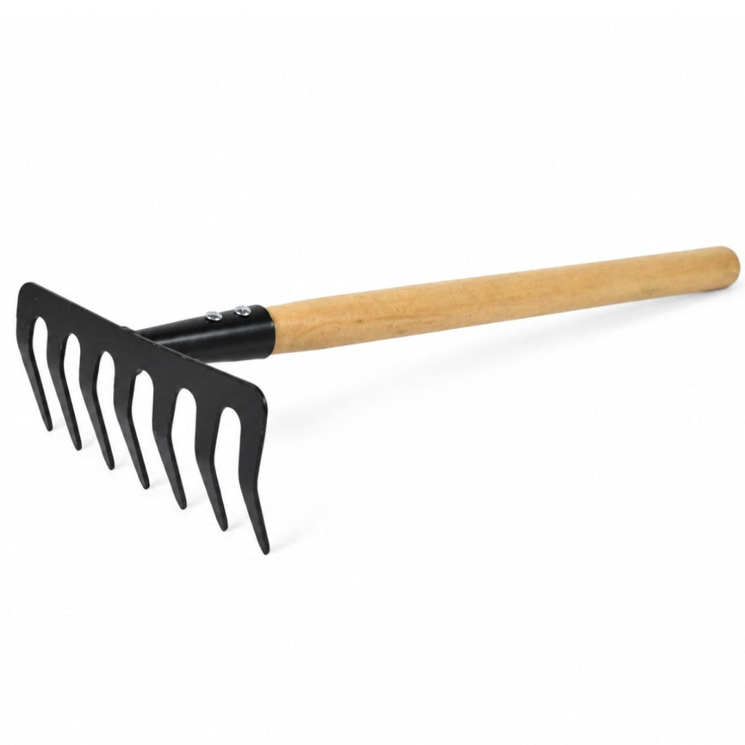 Rastrillo mango de madera 42cm