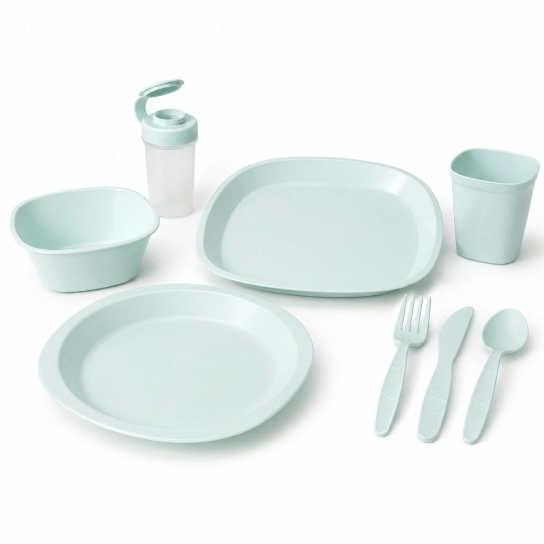 Set de vajilla plástica para camping 54 piezas