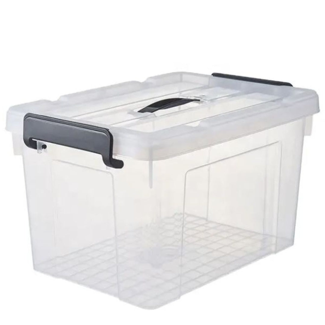 Caja plástica transparente con ruedas 50x38x32cm