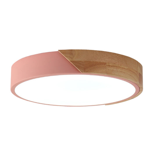 Plafón Led circular en madera y aluminio 30cm