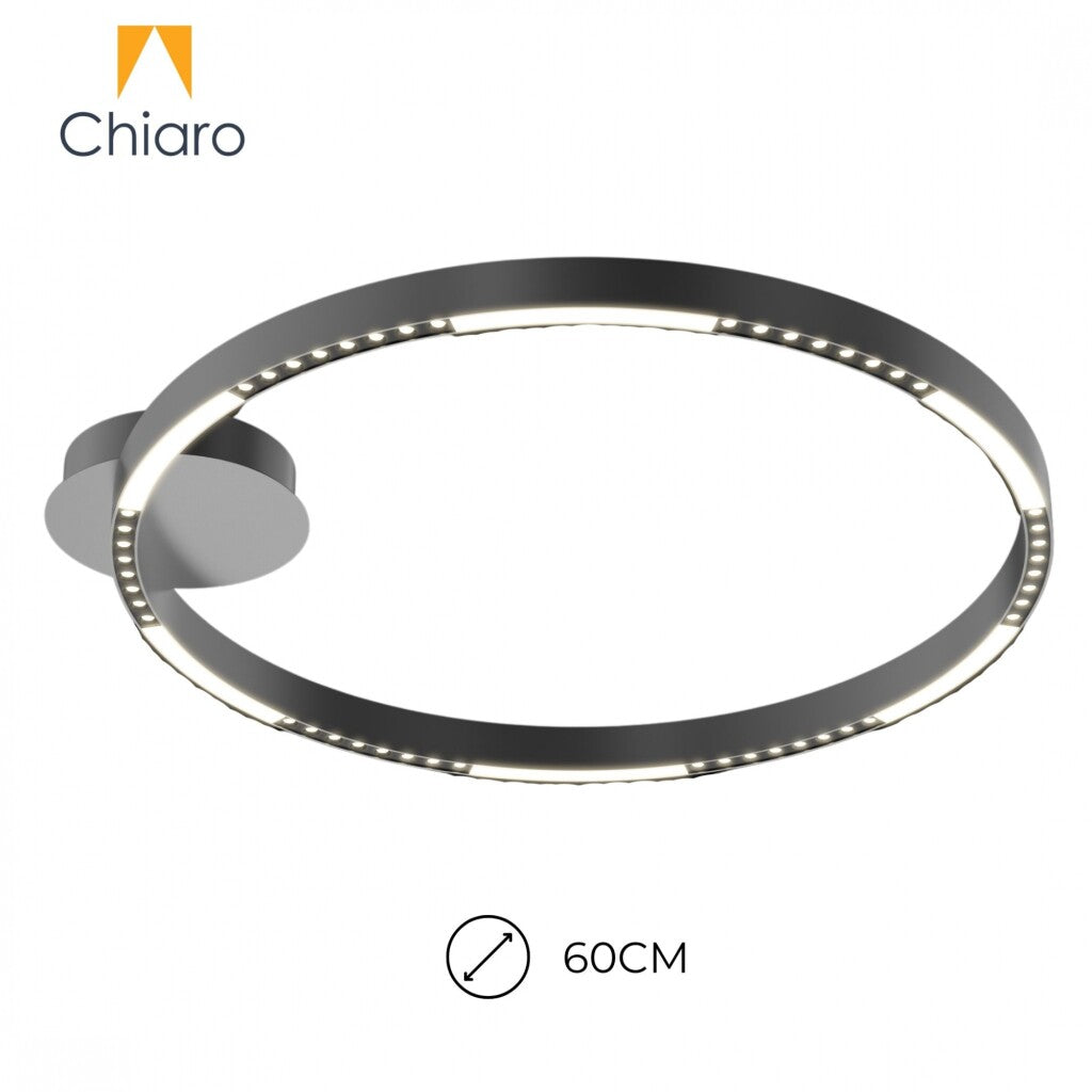 Plafón LED Diseño anillo multi luz negro, Dimerizable 32W 60CM