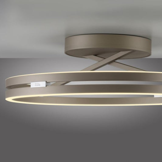 Plafón led doble anillo 42w 60cm regulable a control remoto con varias funciones, Champagne