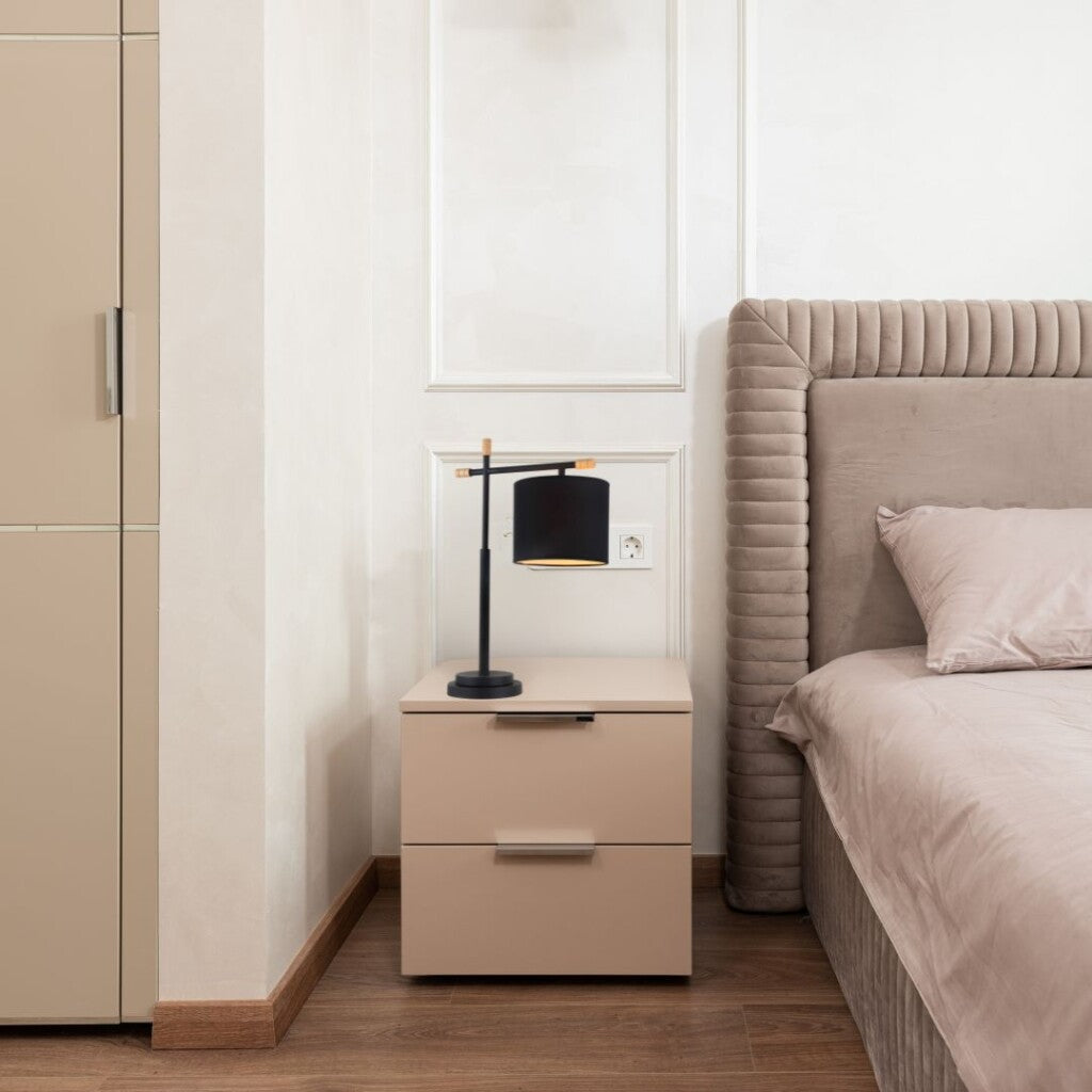 Portátil nórdica tela negra, portalámparas E27 62CM