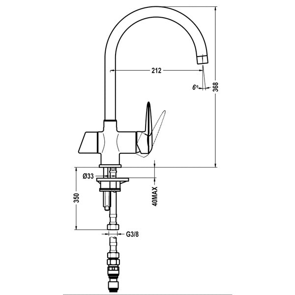 Grifo de cocina monomando con caño alto y función para agua filtrada (Filtro incluido)