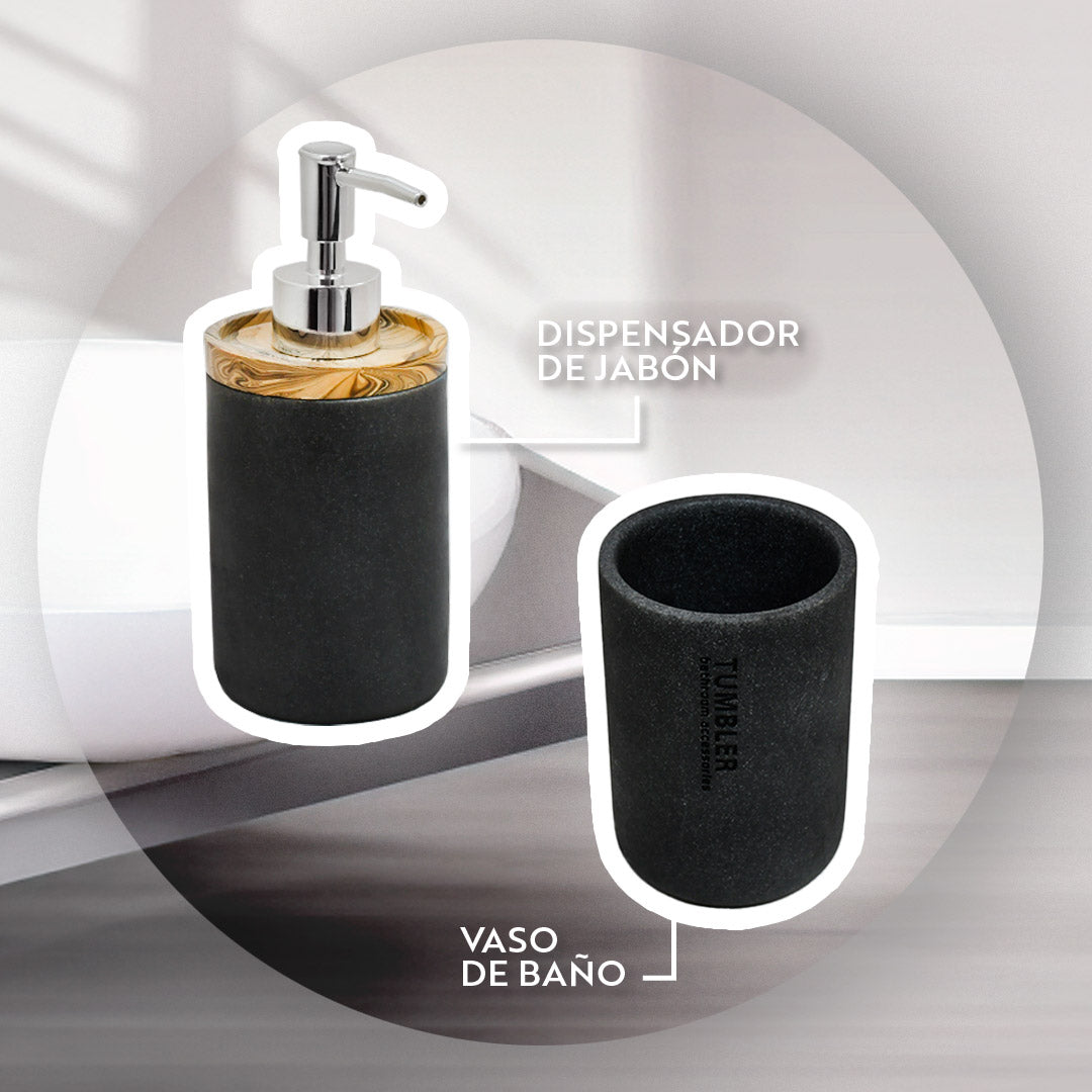 ACCESORIO CERAMICO P/BANO 4PZ TIPO VETEADO LH-3647