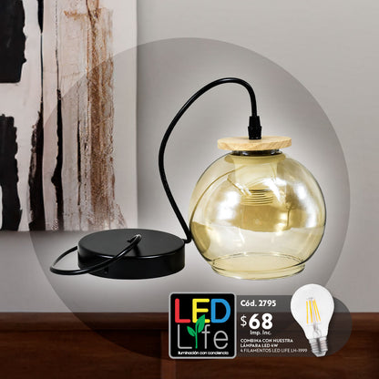LAMPARA COLGAR TIPO GLOBO DE VIDRIO LH-3852