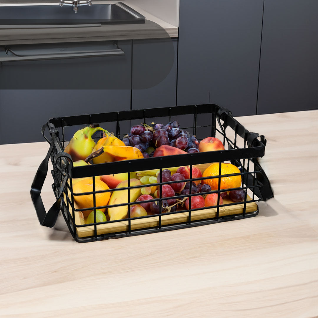 CESTO FRUTAS RECTANGULAR METAL/MAD 26X19CM LH3667