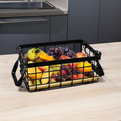 CESTO FRUTAS RECTANGULAR METAL/MAD 26X19CM LH3667