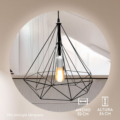 LAMPARA COLGAR VINTAGE JAULA METALICA NEGRA LH2313