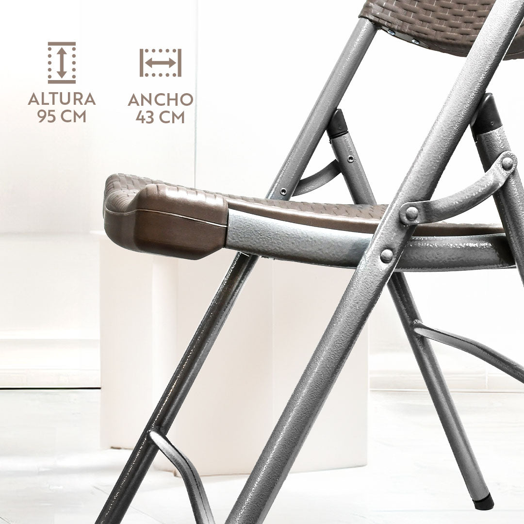 SILLA PLEGABLE PLASTICO METAL COLOR MARRON LH-4269