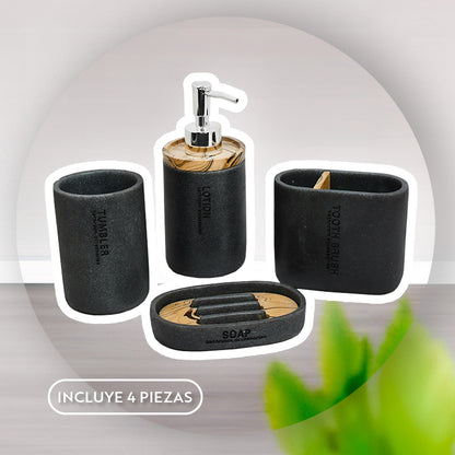 ACCESORIO CERAMICO P/BANO 4PZ TIPO VETEADO LH-3647