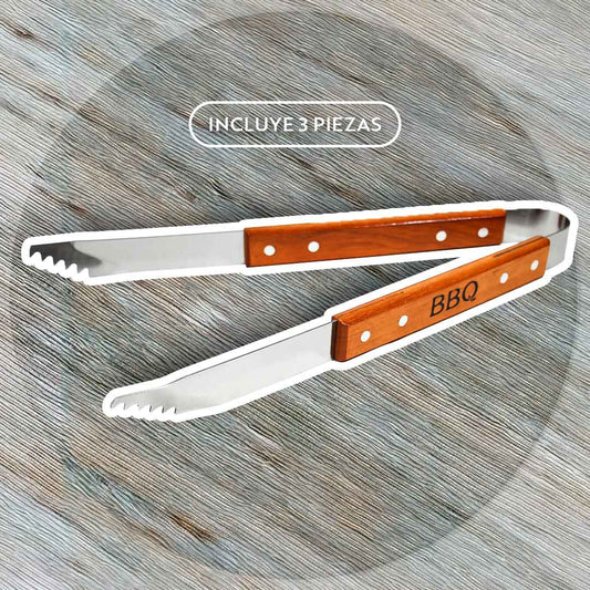 SET PARRILLA 3PZ PINZA TENEDOR CUCHILLO LH-3616