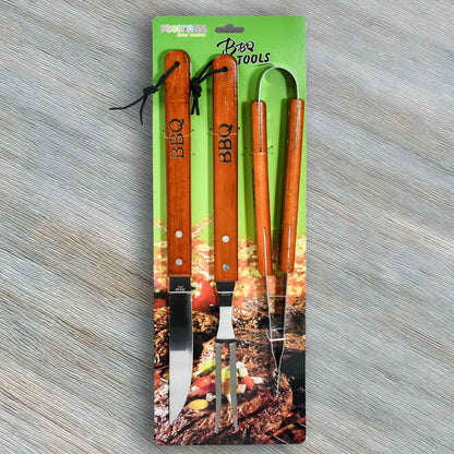 SET PARRILLA 3PZ PINZA TENEDOR CUCHILLO LH-3616