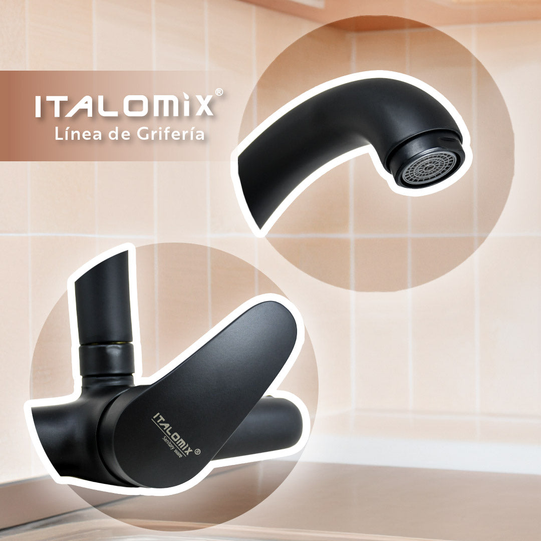 GRIFO MONOCOMANDO 20CM NEGRO PARED ITALOMIX LH3257