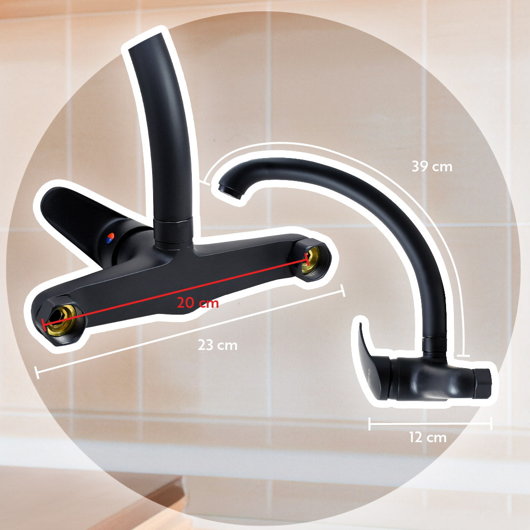 GRIFO MONOCOMANDO 20CM NEGRO PARED ITALOMIX LH3257