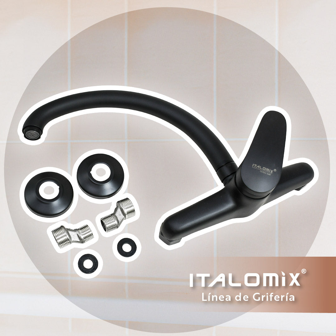 GRIFO MONOCOMANDO 20CM NEGRO PARED ITALOMIX LH3257