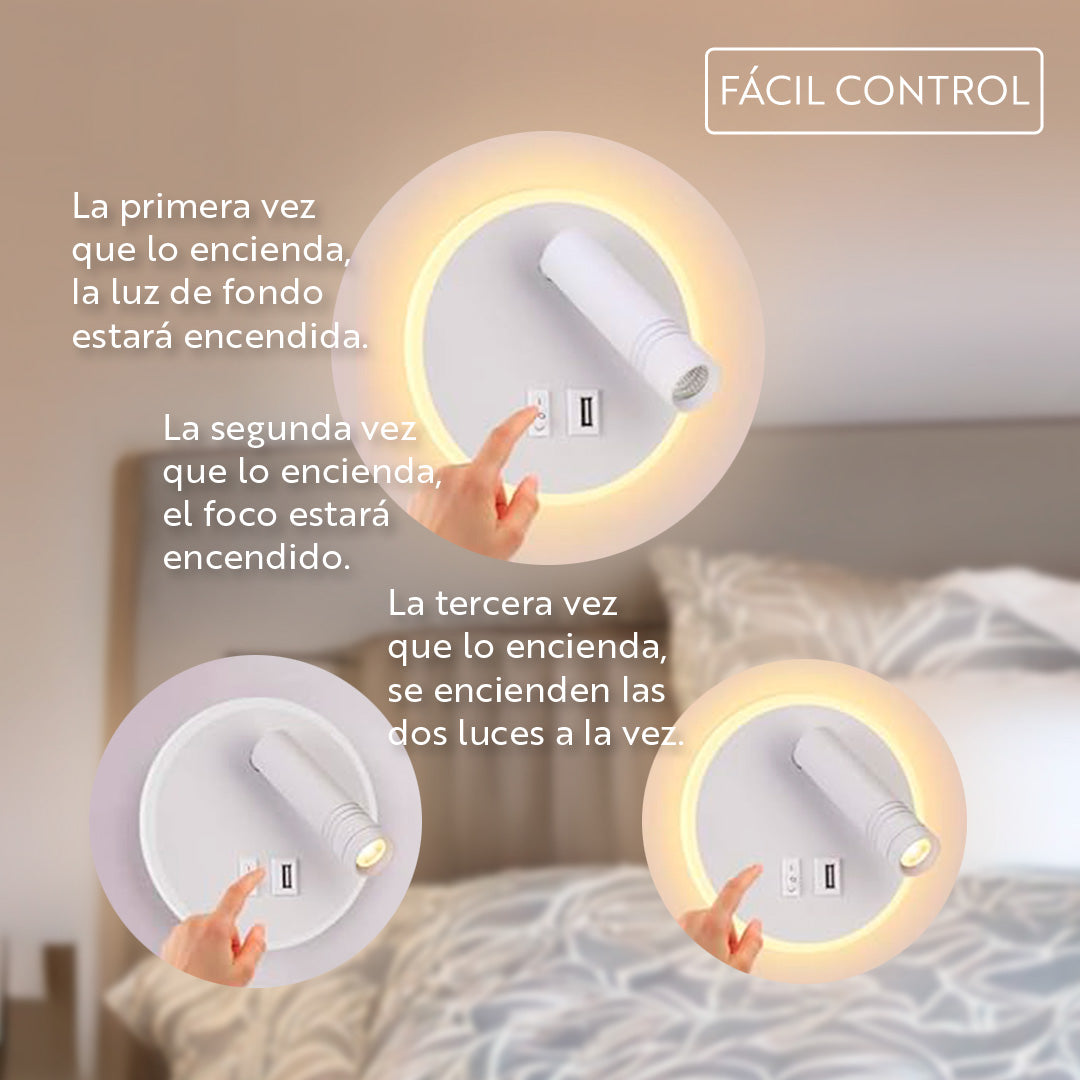 LAMPARA DE PARED CON INTERRUPTOR Y USB LH-3473