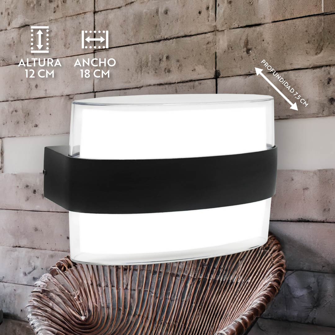 LUMINARIA 12W LUZ LED DOBLE OVALADO P/PARED LH3475