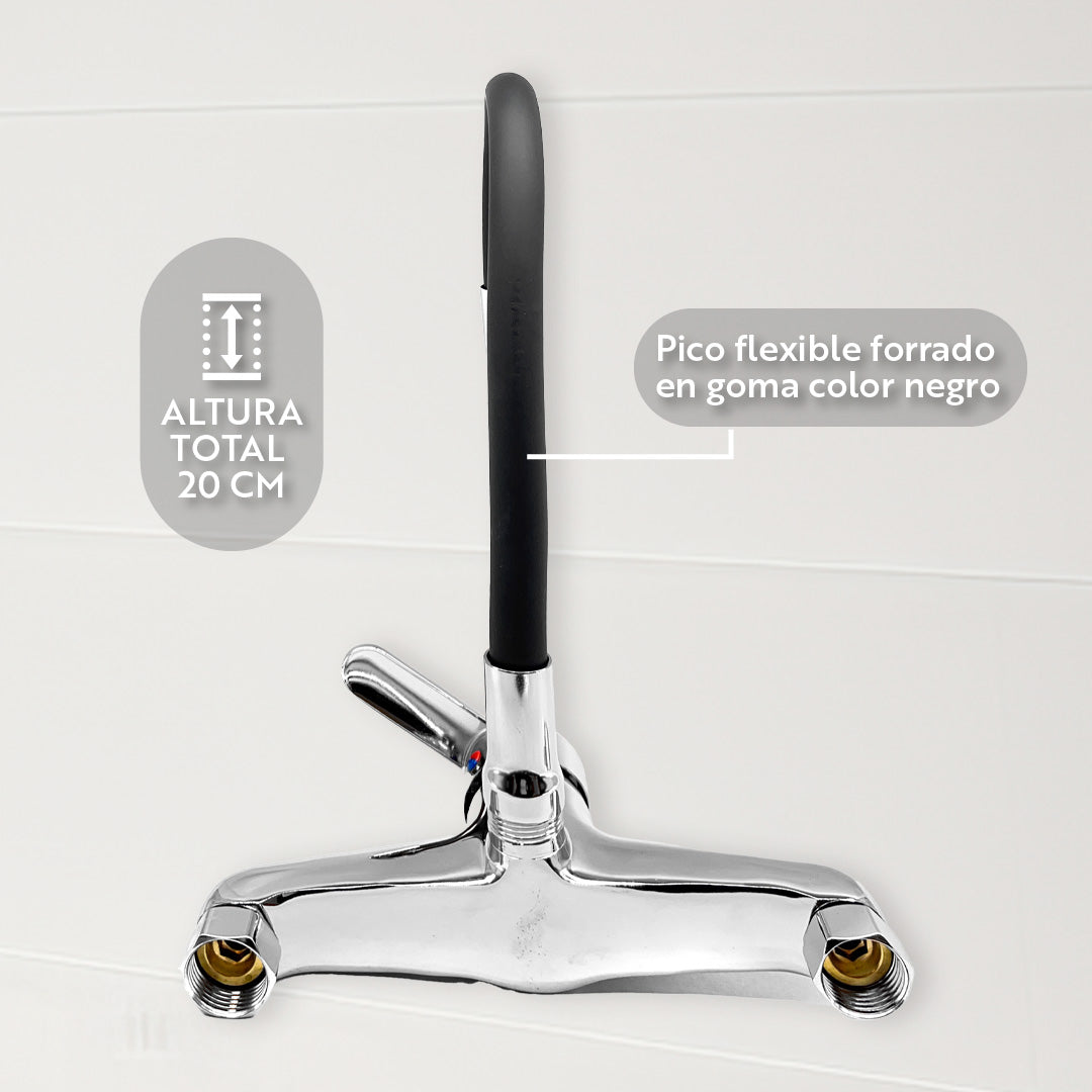 MONOCOMANDO PARED 20CM CROM/NEGRO ITALOMIX LH-3030