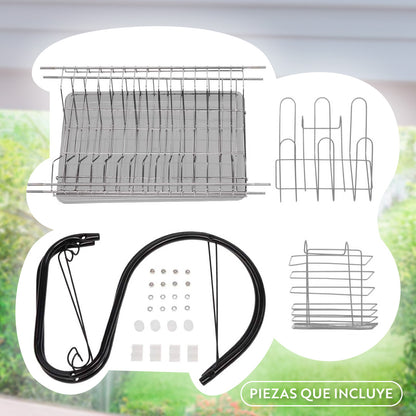 ESCURRIDOR METALICO DOBLE PISO NEGRO LH-3683