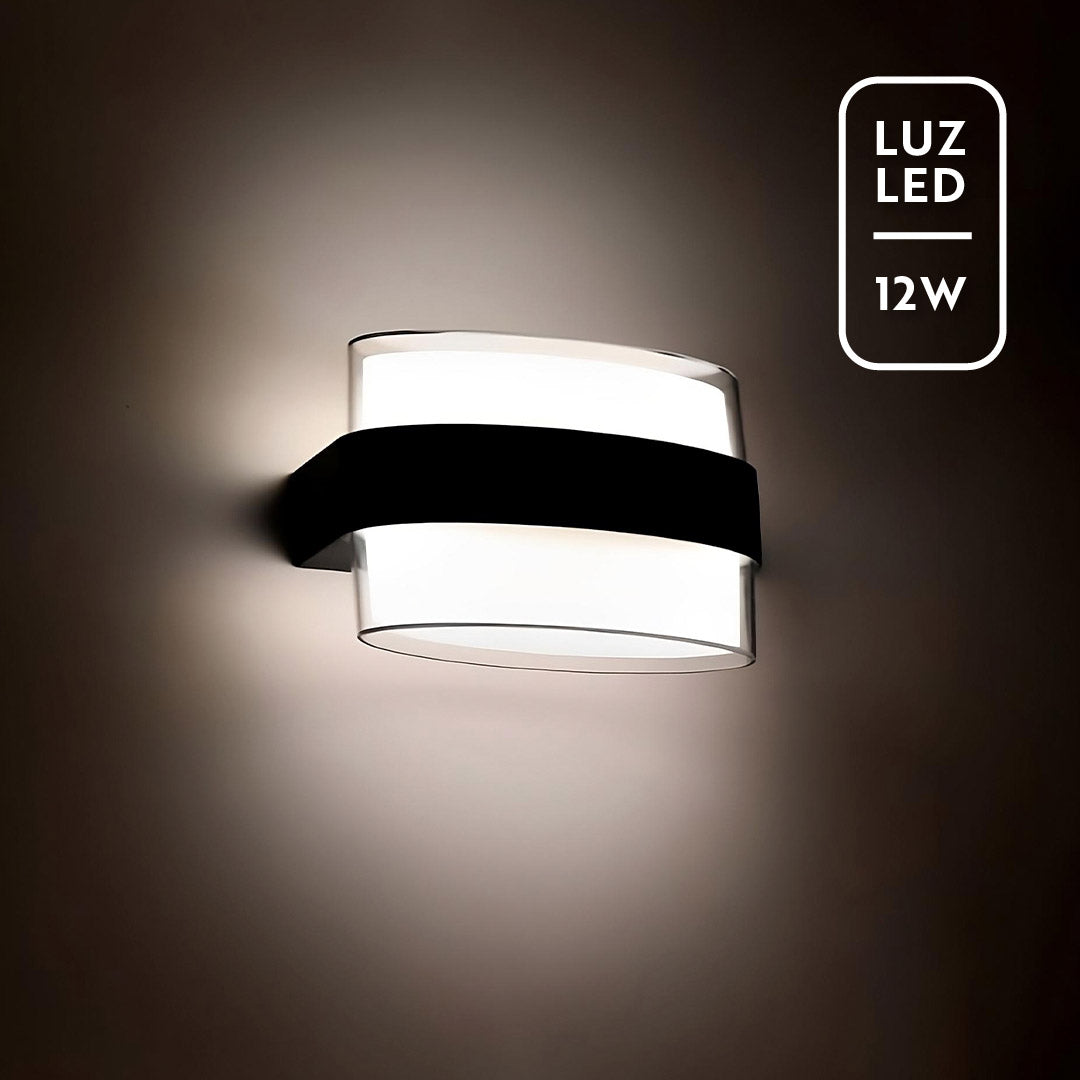 LUMINARIA 12W LUZ LED DOBLE OVALADO P/PARED LH3475