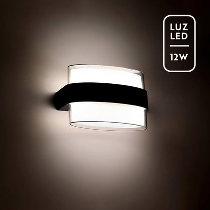 LUMINARIA 12W LUZ LED DOBLE OVALADO P/PARED LH3475