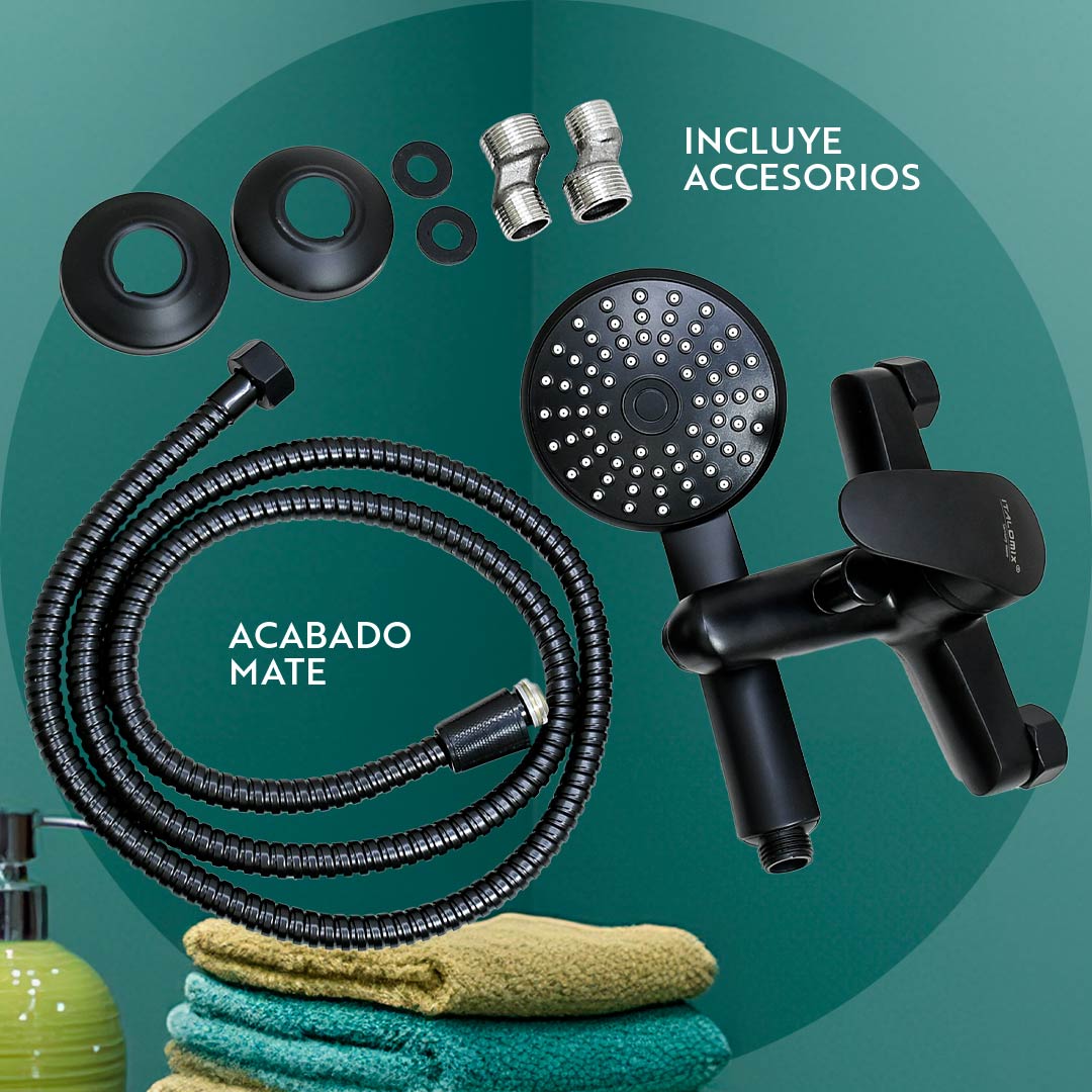 MONOCOMANDO NEGRO MATE PARA DUCHA ITALOMIX LH-3259