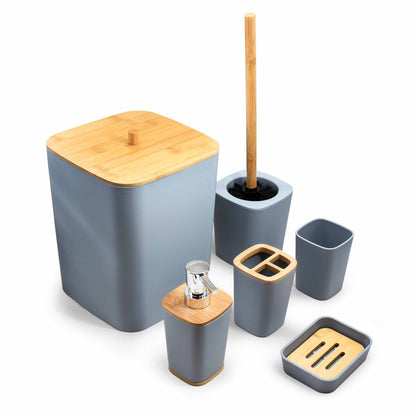 SET DE BAÑO 6PZ GRIS PREMIUM LH-3652
