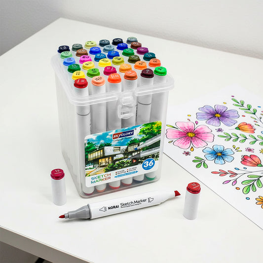 MARCADOR DOBLE 36 COLOR BOX PLASTICO LH-3888