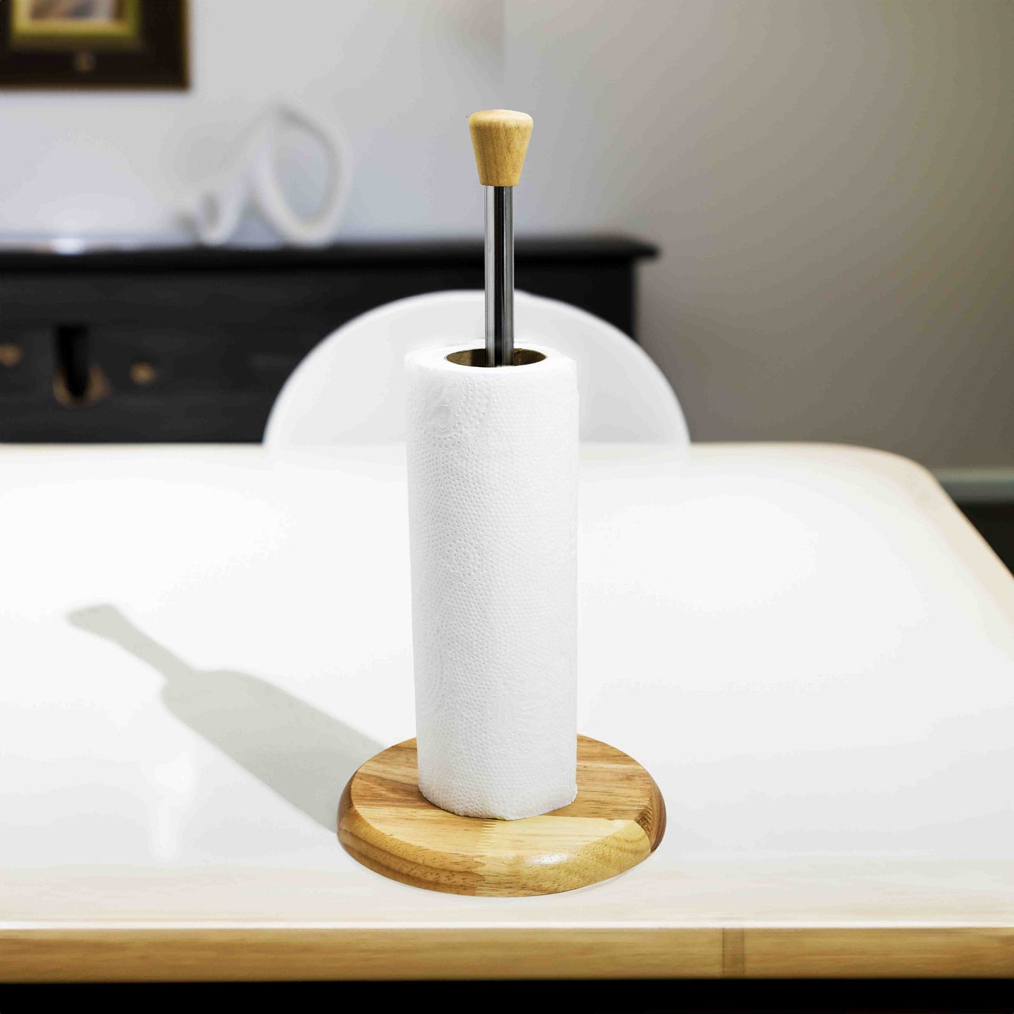 PORTA ROLLO PAPEL DE MESA MADERA METAL LH-3665