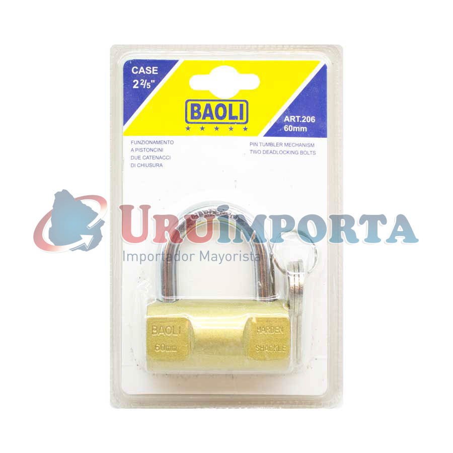 CANDADO BRONCEADO EN BLISTERS 60MM BAOLI LH-1276