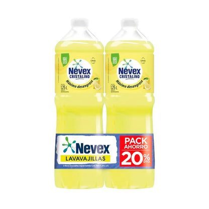 DETERGENTE LIQUIDO NEVEX LIMON PACK X2 BT. 1,25L