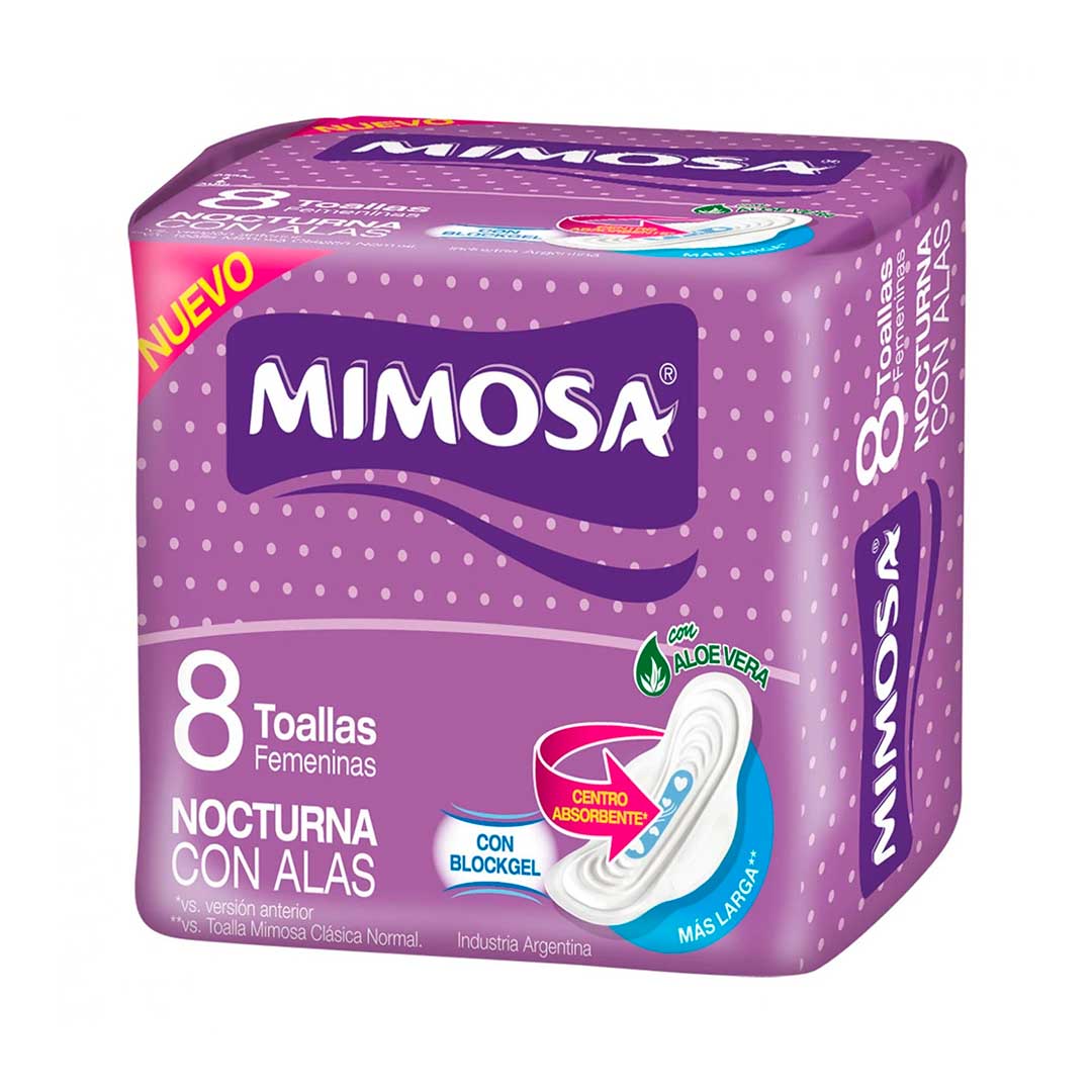 TOALLA FEMENINA MIMOSA NOCTURNA CON ALAS PQ. 8UN