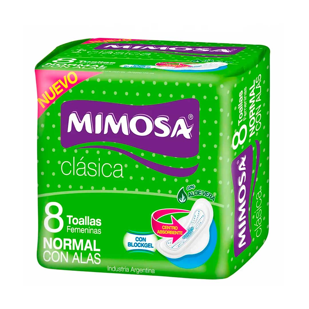 TOALLA FEMENINA MIMOSA NORMAL CON ALAS PQ. 8UN