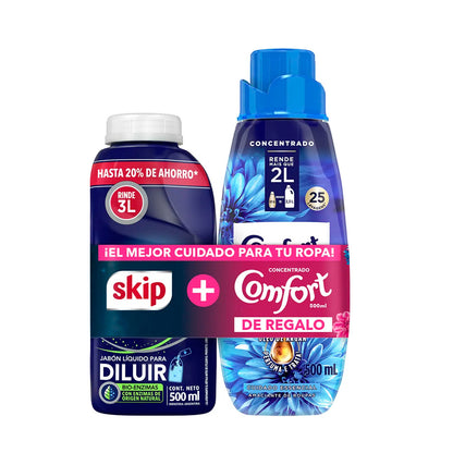 JABON LIQ.SKIP 500ML DILUIR+COMFORT 500ML DELUXE