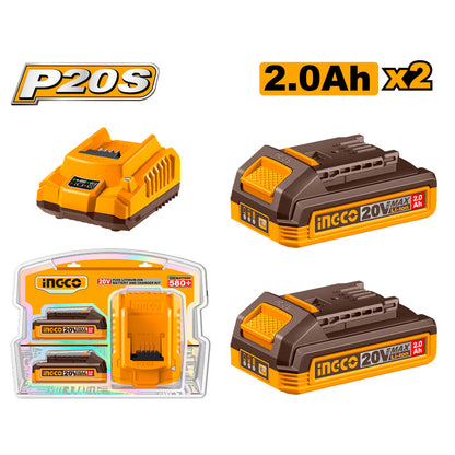 2 BATERIAS 20V + 1 CARGADOR INGCO FBCPK2212