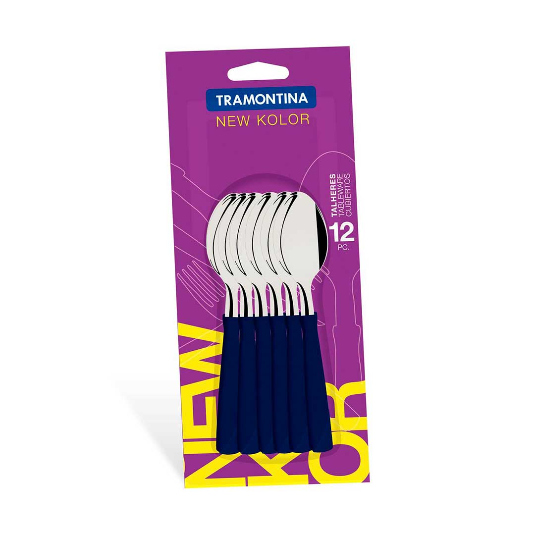 CUCHARA TE TRAMONTINA 12P NK AZUL 23167/010