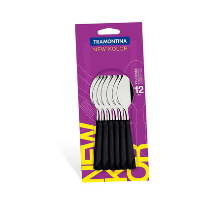 CUCHARA TE TRAMONTINA 12P NEW KOLOR NEGRA 23167/00