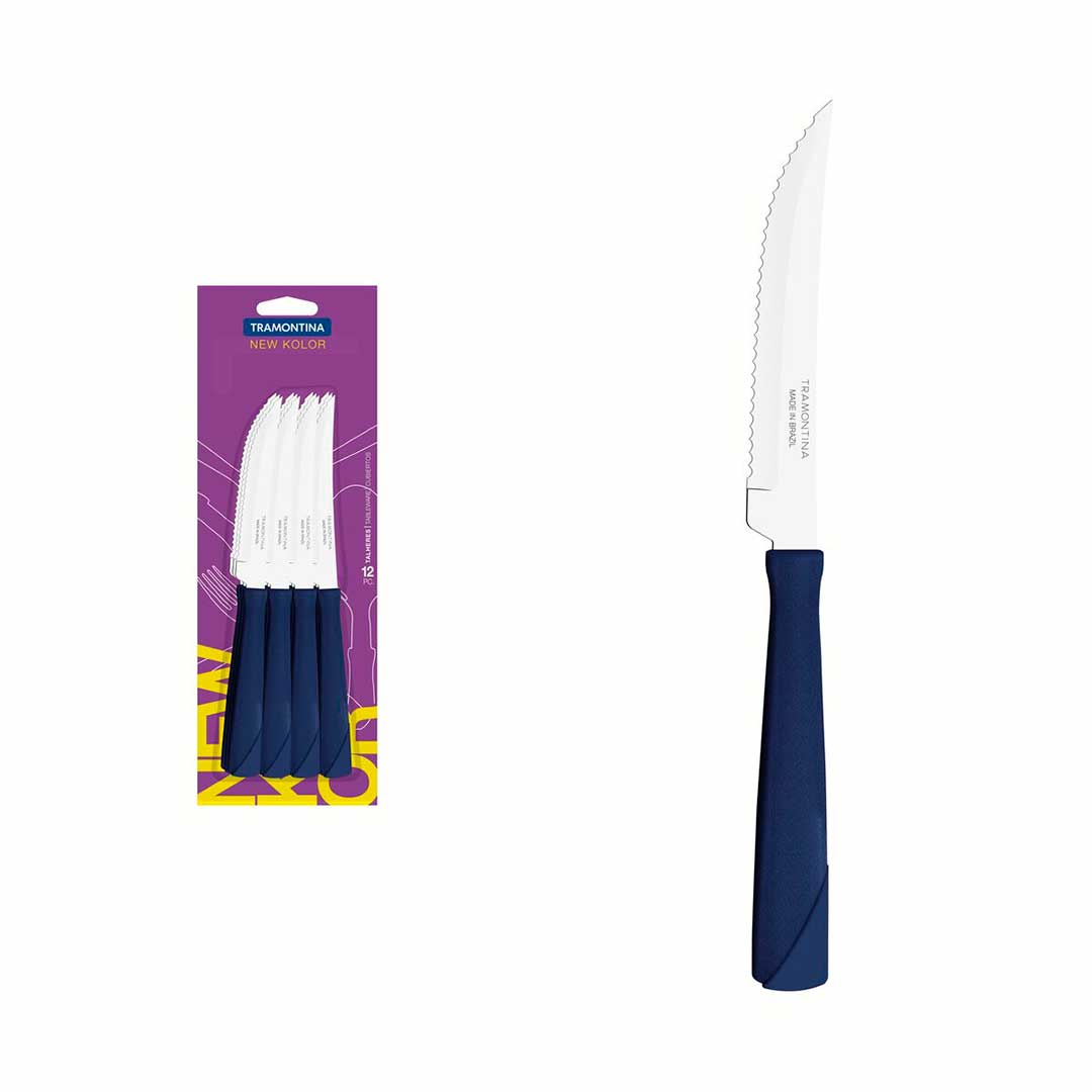 CUCHILLO TRAMONTINA 12P NEW KOLOR AZUL 23160/014