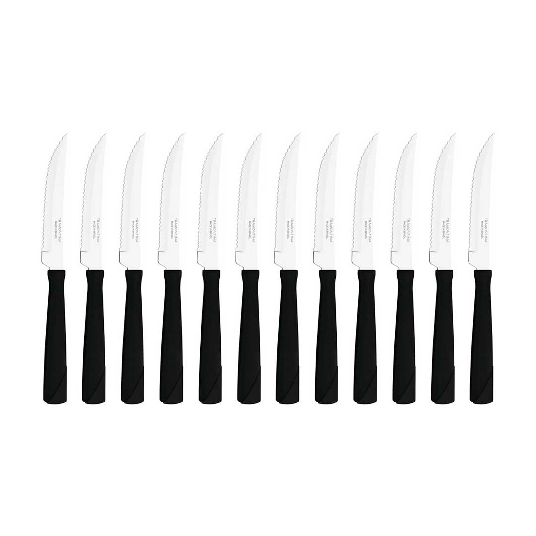 CUCHILLO TRAMONTINA 12P NEW KOLOR NEGRO 23160/004