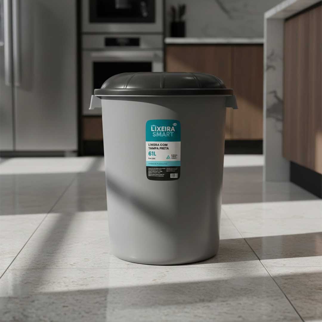 PAPELERA CON TAPA NEGRA 61L MB0061