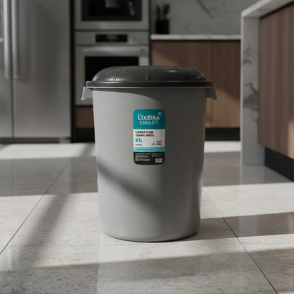 PAPELERA CON TAPA NEGRA 61L MB0061
