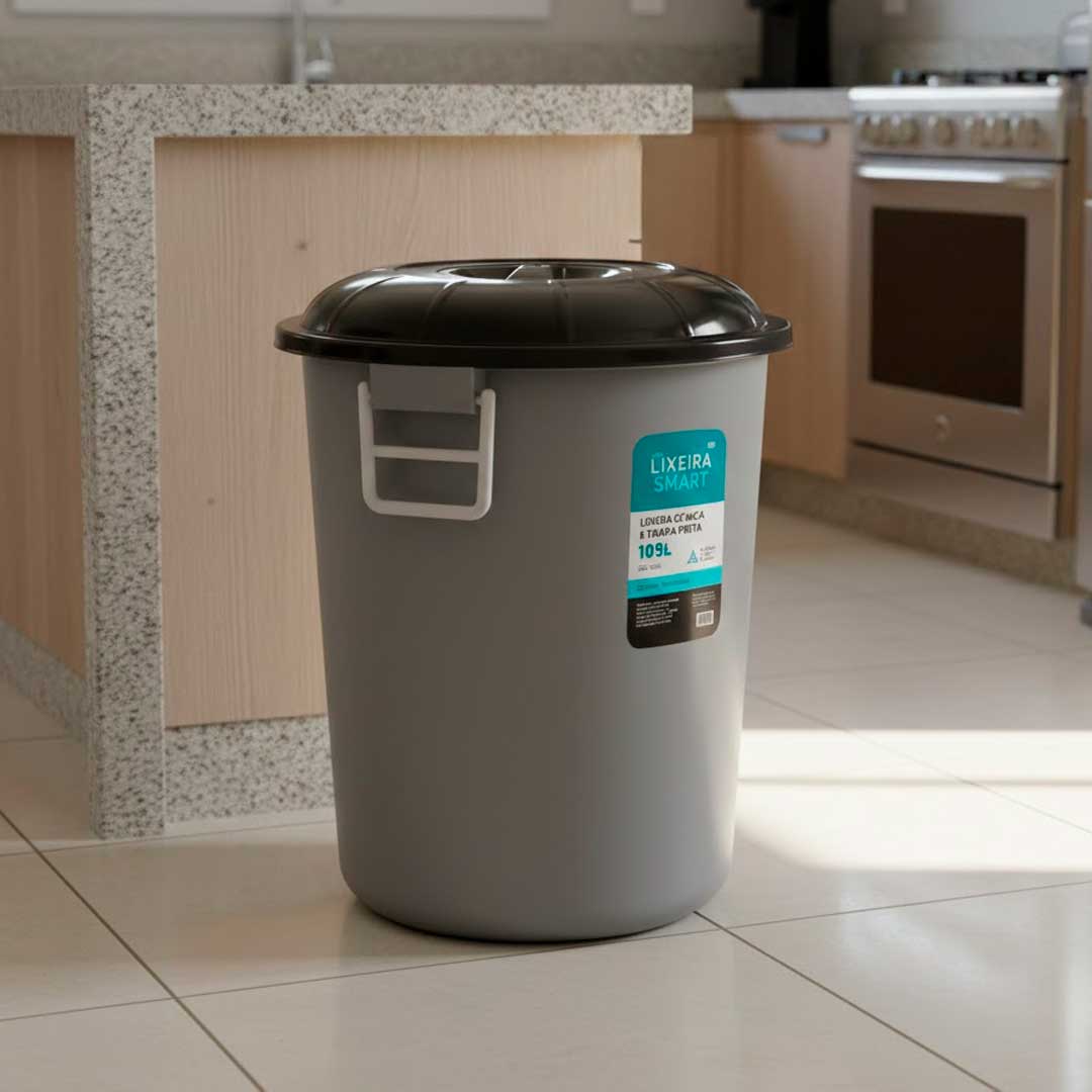 PAPELERA CON TAPA NEGRA Y AGARRE 109L MB0060