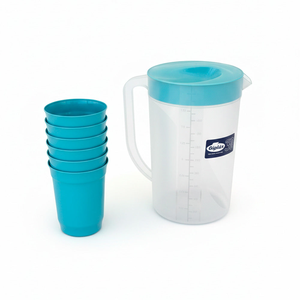 SET JARRA 2L + 6 VASOS PLASTICOS JTCP-10/6