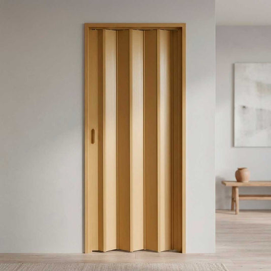 PUERTA PLEGABLE PVC 90X210CM MARRON CLARO PLASFLEX