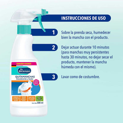 QUITAMANCHAS DESODORANTE Y SUDOR DR. BECKMANN 250M