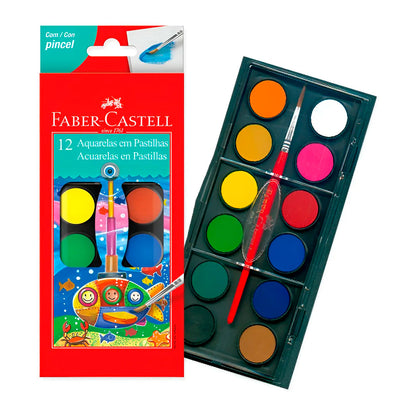 ACUARELAS FABER CASTELL 12CLORES +PINCEL 1410