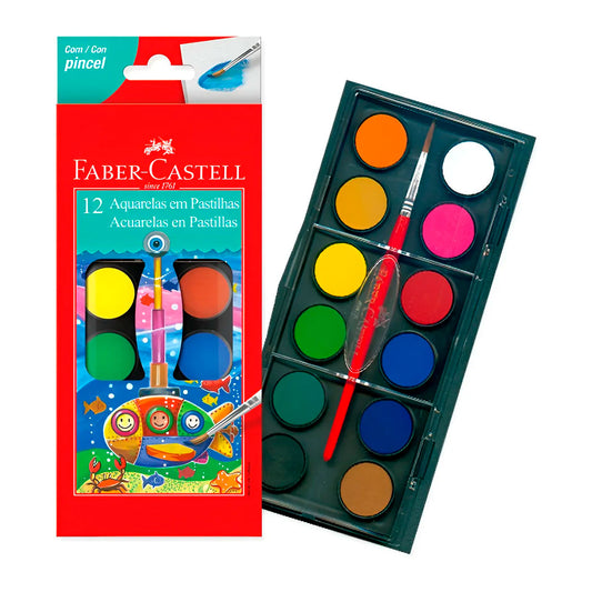 ACUARELAS FABER CASTELL 12CLORES +PINCEL 1410